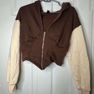 SHEIN Brown and Cream Colorblock Jacket